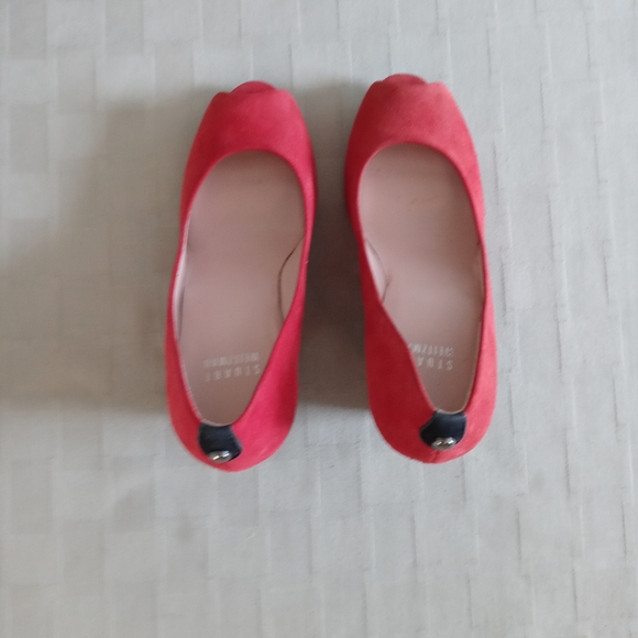 Stuart Weitzman Red Suede Peep Toe Wedge UGA perfect Gameday - Picture 5 of 16